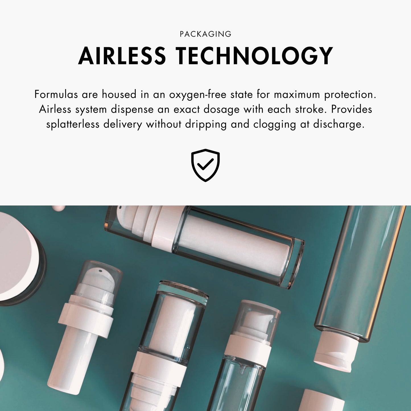 Information on the airless bottle design for Metamorfosi Skincare Anti-Stress Ultra-Moisturising Cream 50ml, emphasizing the packaging's effectiveness in maintaining product integrity.