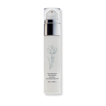 Metamorfosi Skincare Anti-Stress Ultra-Moisturising Cream in a 50ml airless bottle, highlighting its modern packaging for product preservation.