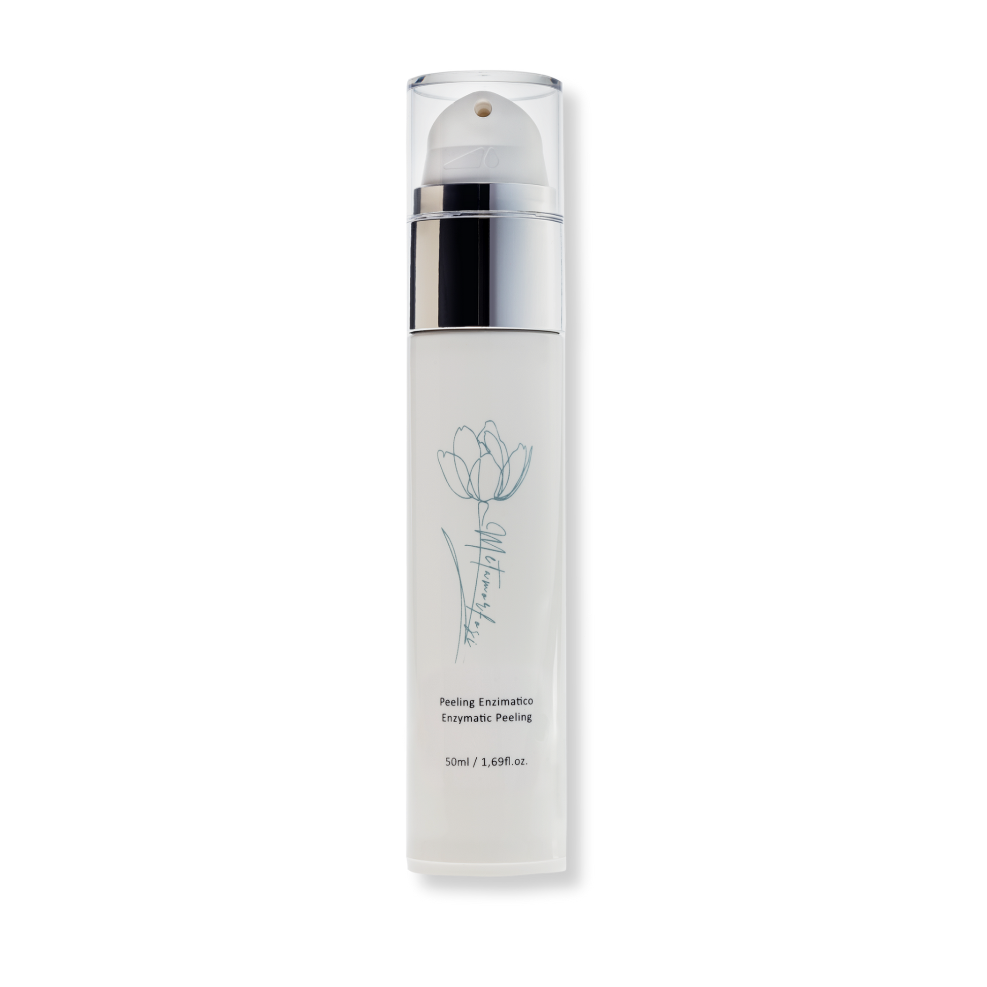 Metamorfosi Skincare Enzymatic Peeling in a 50ml airless bottle, designed to preserve the potency and freshness of the peeling formula.